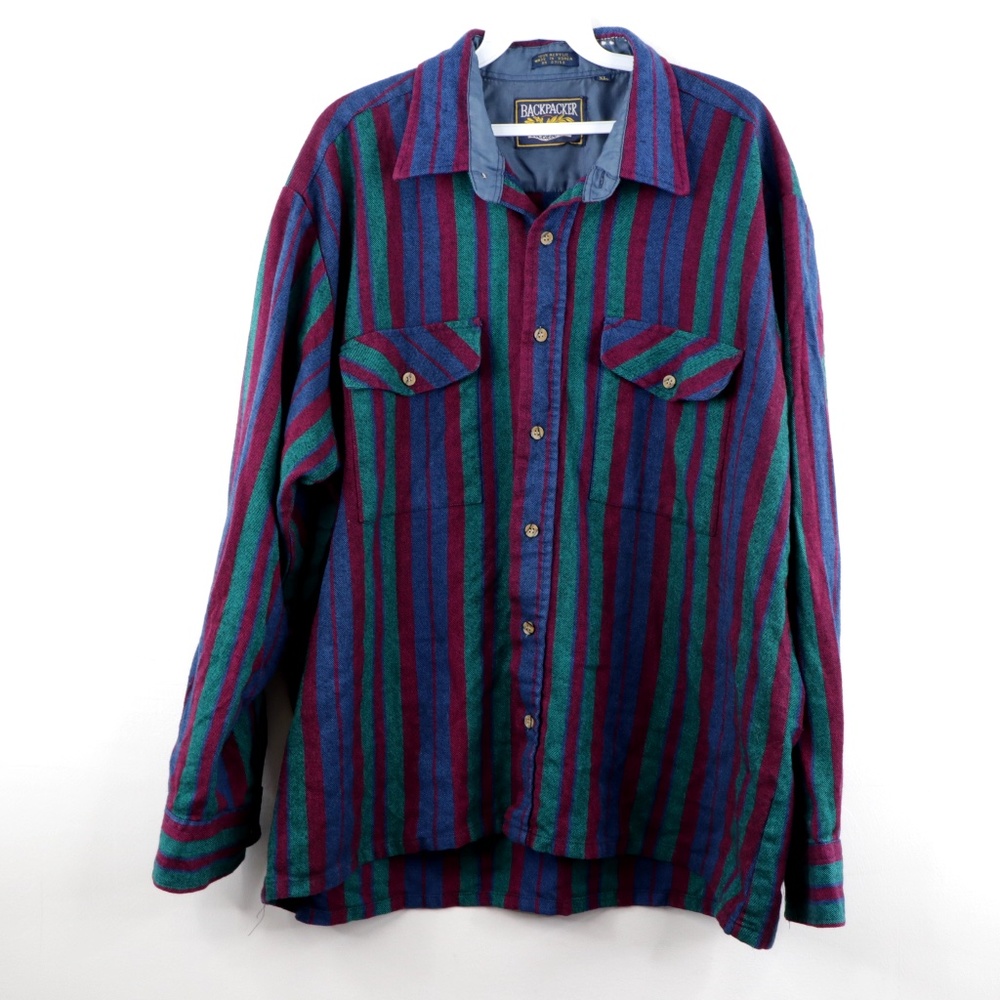 Vintage 80s Streetwear Striped Hiking Shirt